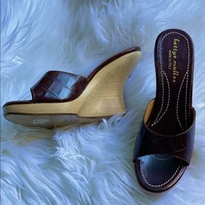 Bettye Muller Brown Leather Wedges
